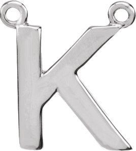 Sterling Silver Block Initial K Necklace Center
