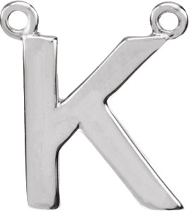 14K White Block Initial K Necklace Center