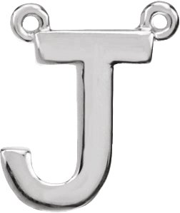 Sterling Silver Block Initial J Necklace Center