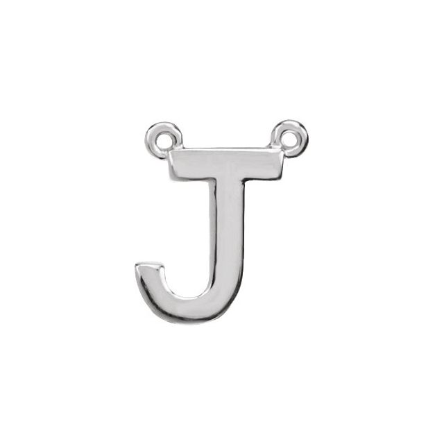 14K White Block Initial J Necklace Center
