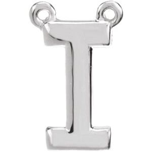 Sterling Silver Block Initial I Necklace Center