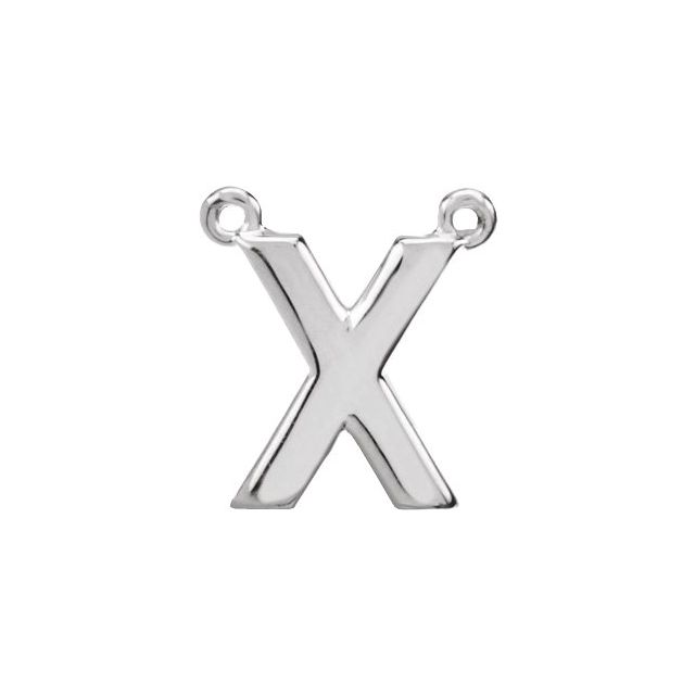 14K White Block Initial X Necklace Center