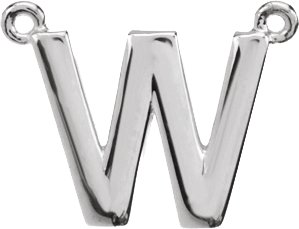 Sterling Silver Block Initial W Necklace Center