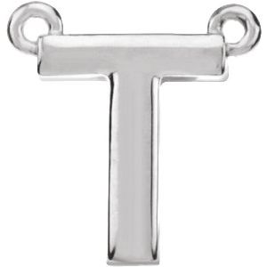 Sterling Silver Block Initial T Necklace Center