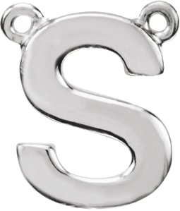 14K White Block Initial S Necklace Center