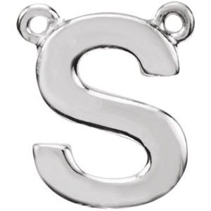 Sterling Silver Block Initial S Necklace Center