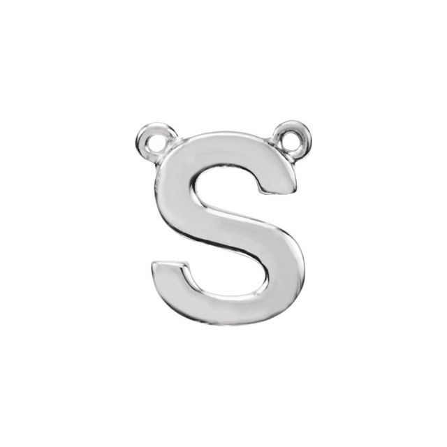 14K White Block Initial S Necklace Center