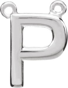 Sterling Silver Block Initial P Necklace Center