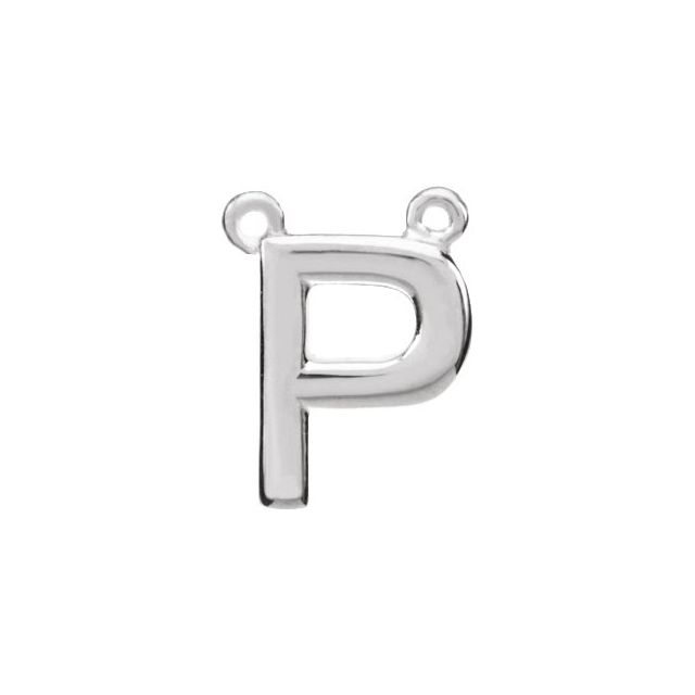 Sterling Silver Block Initial P Necklace Center