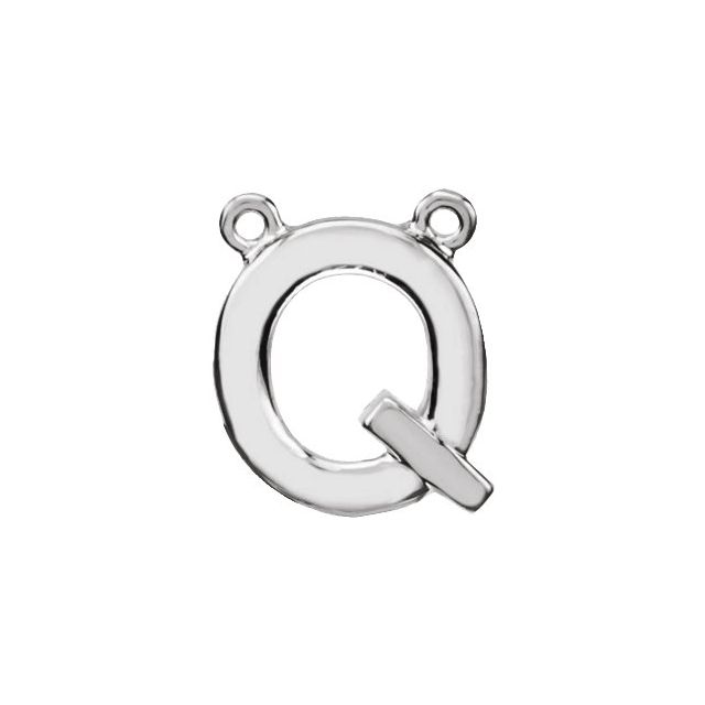 Sterling Silver Block Initial Q Necklace Center