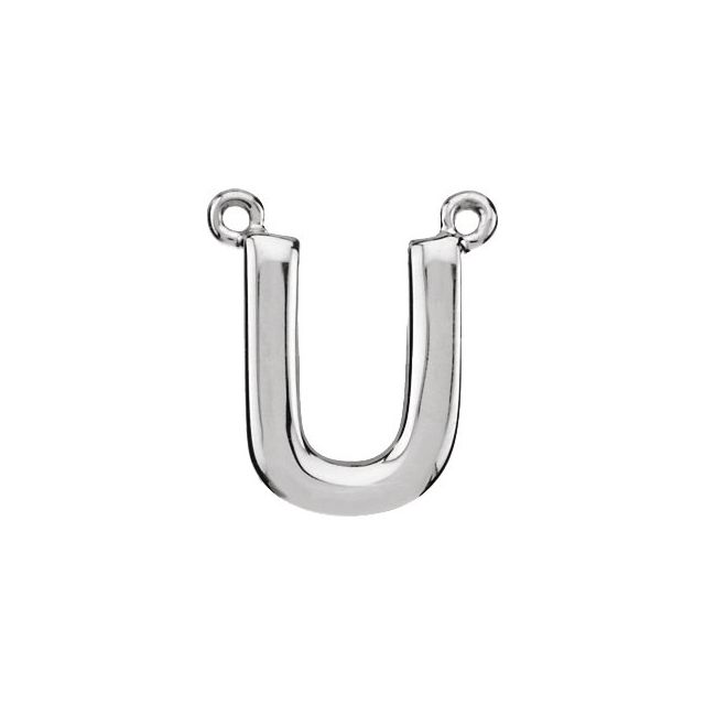 Sterling Silver Block Initial U Necklace Center