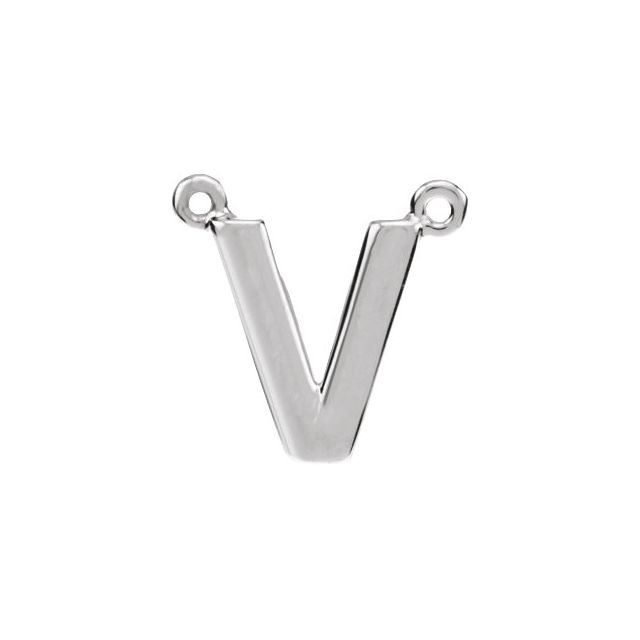 Sterling Silver Block Initial V Necklace Center