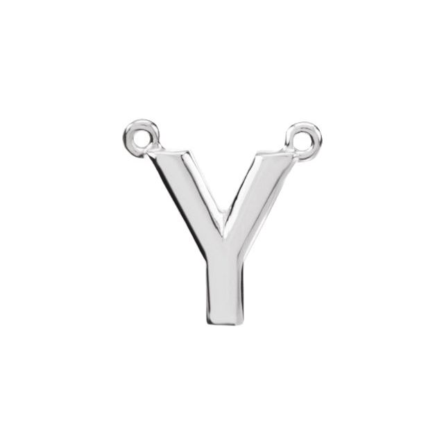 14K White Block Initial Y Necklace Center