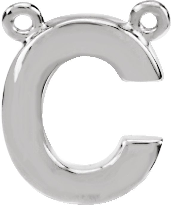 14K White Block Initial C Necklace Center