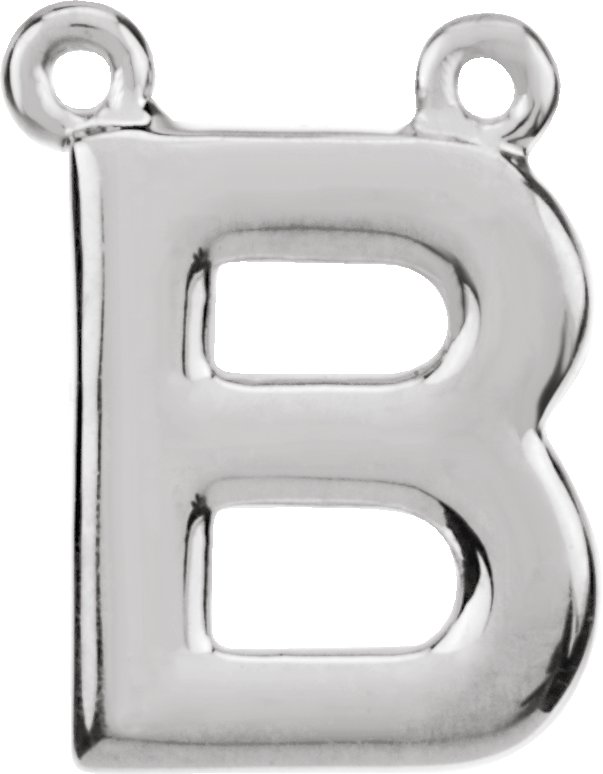 14K White Block Initial B Necklace Center