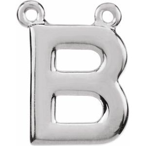 14K White Block Initial B Necklace Center