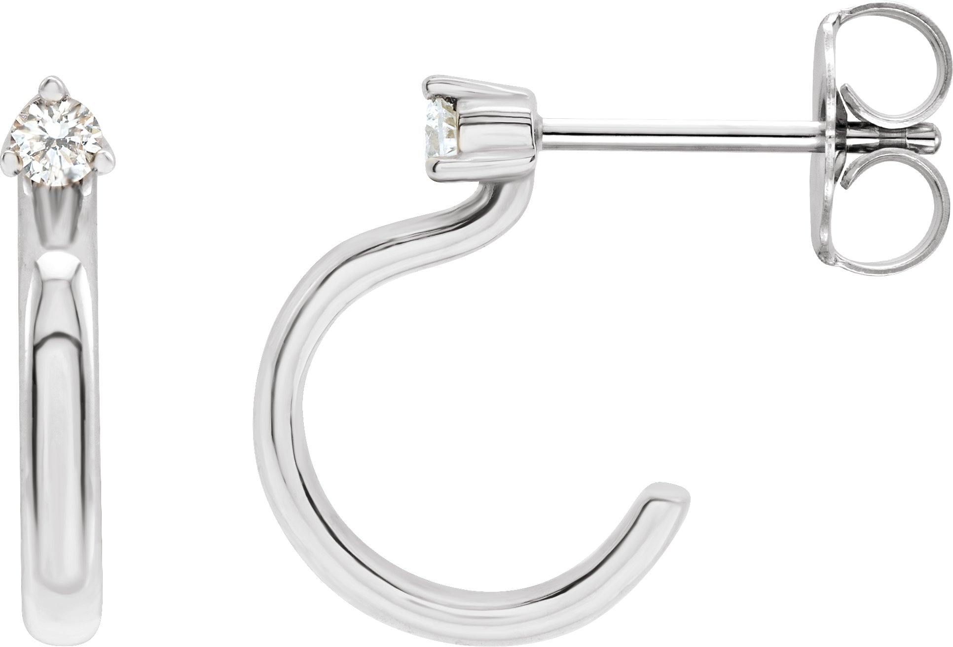 Sterling Silver .06 CTW Natural Diamond Hoop Earring