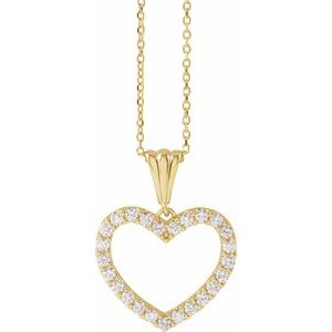14K Yellow 3/8 CTW Natural Diamond Heart 18" Necklace