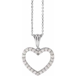 14K White 3/8 CTW Natural Diamond Heart 18" Necklace