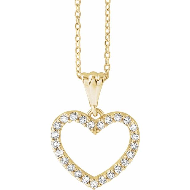 14K Yellow 1/5 CTW Natural Diamond Heart 18