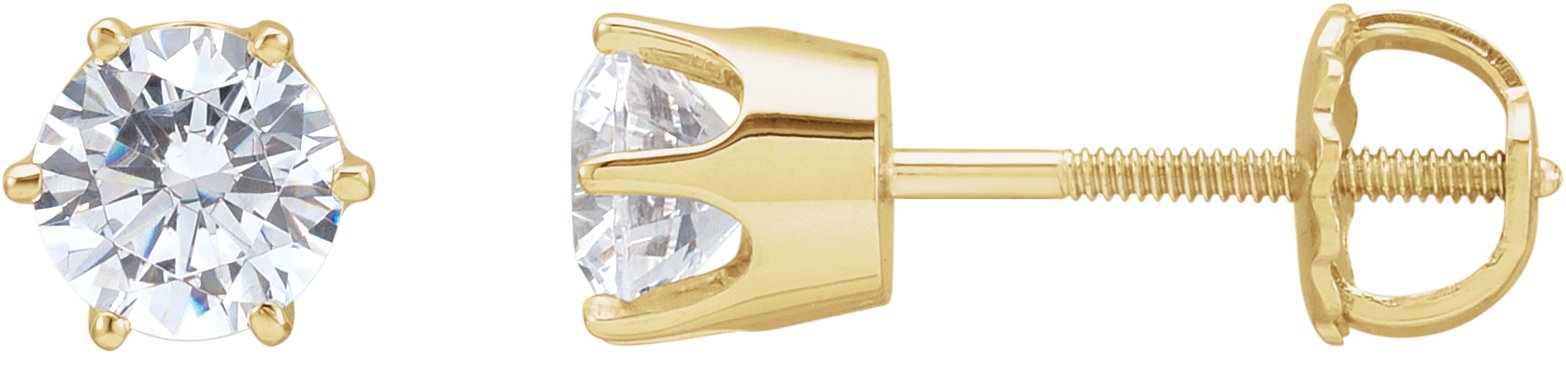 14K Yellow 5.25 mm  Imitation White Cubic Zirconia Stud Earrings