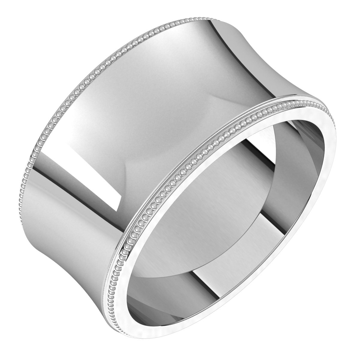 Lightweight Stepped-Edge Milgrain Concave Band