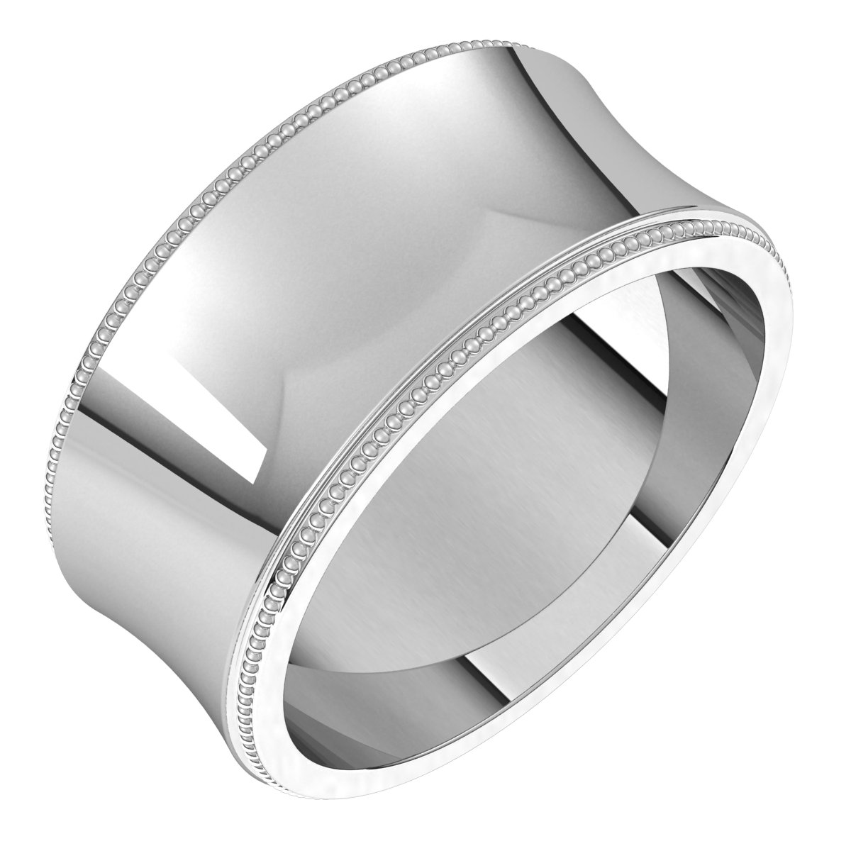 Lightweight Stepped-Edge Milgrain Concave Band