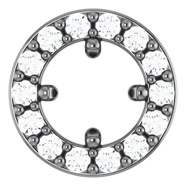 14K White 3.5 mm Round .05 CTW Natural Diamond Semi-Set Halo-Style Pendant
