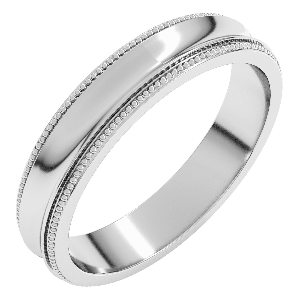 Lightweight Stepped-Edge Milgrain Concave Band