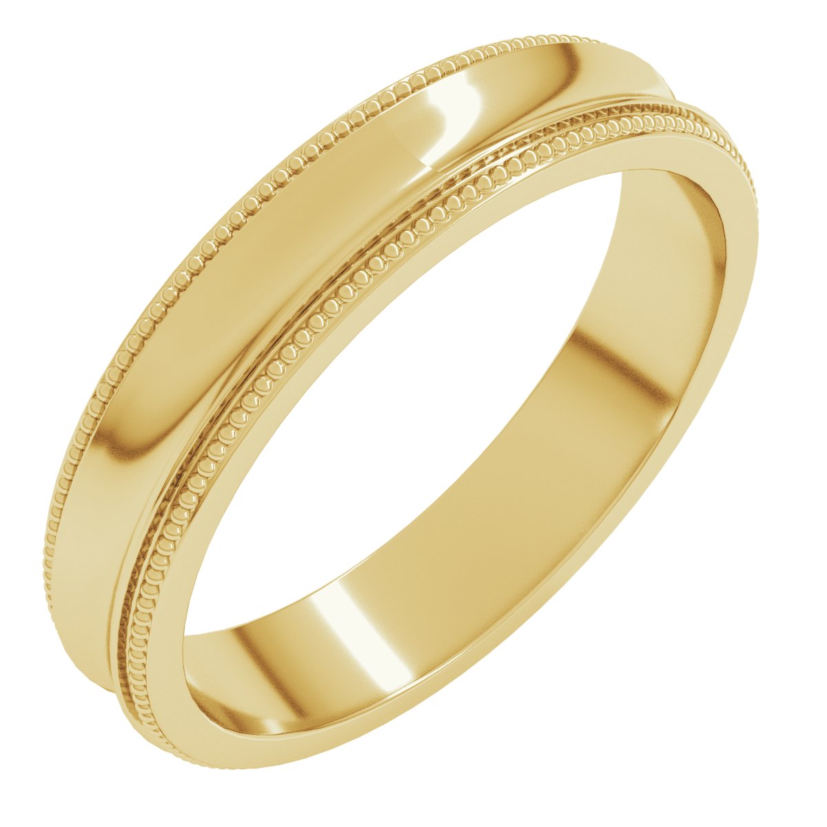 Lightweight Stepped-Edge Milgrain Concave Band