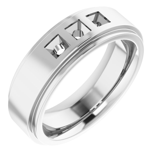 Stepped-Edge Three-Stone Band