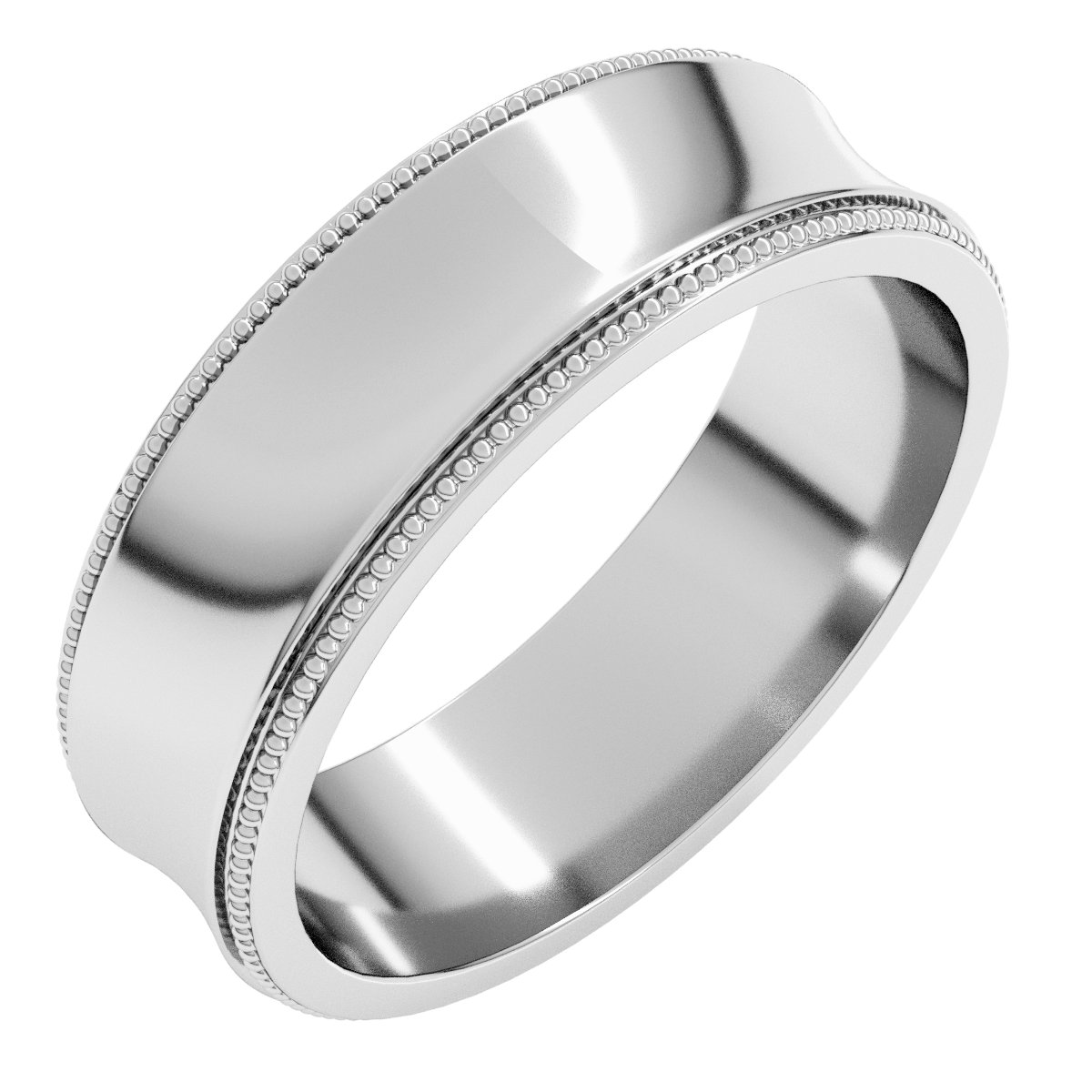 Lightweight Stepped-Edge Milgrain Concave Band