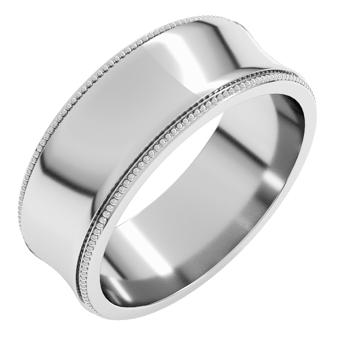 Lightweight Stepped-Edge Milgrain Concave Band