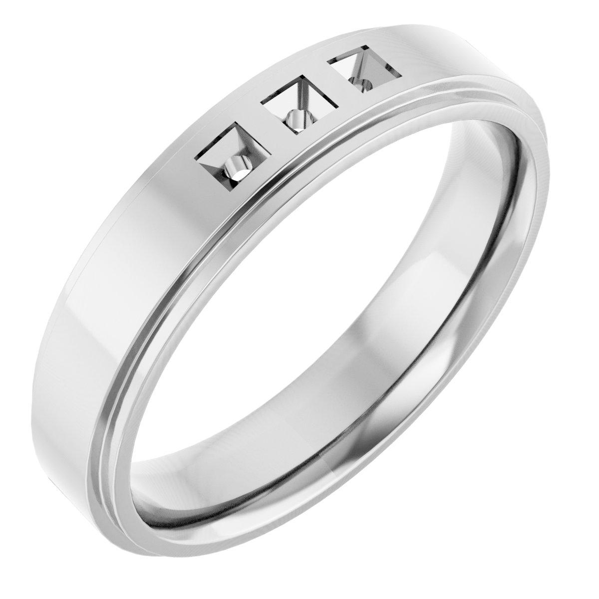 Stepped-Edge Three-Stone Band