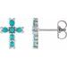 Platinum Natural Turquoise Cross Earrings