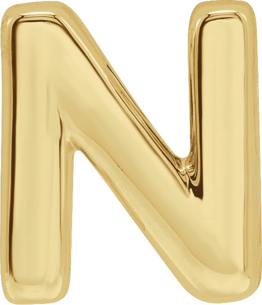 14K Yellow Block Initial N Slide Pendant