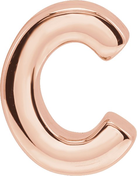 14K Rose Block Initial C Slide Pendant