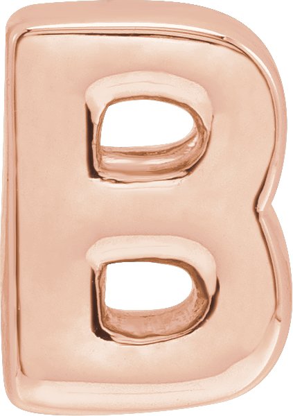 14K Rose Block Initial B Slide Pendant