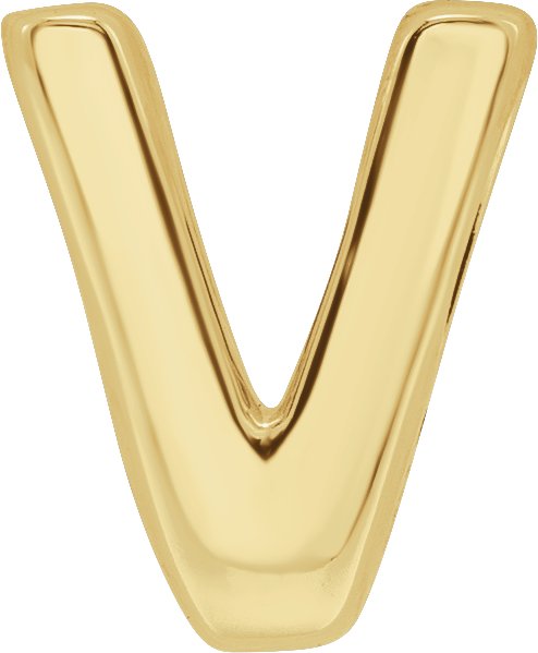 14K Yellow Block Initial V Slide Pendant