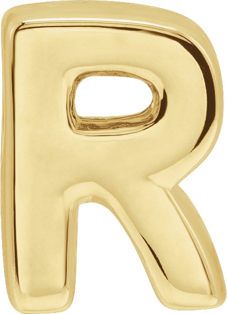 14K Yellow Block Initial R Slide Pendant