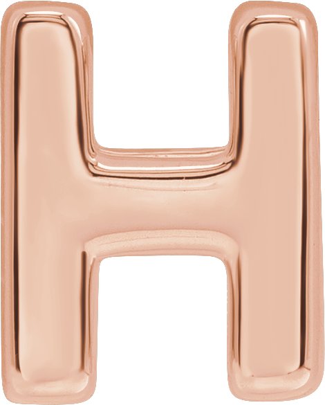 14K Rose Block Initial H Slide Pendant