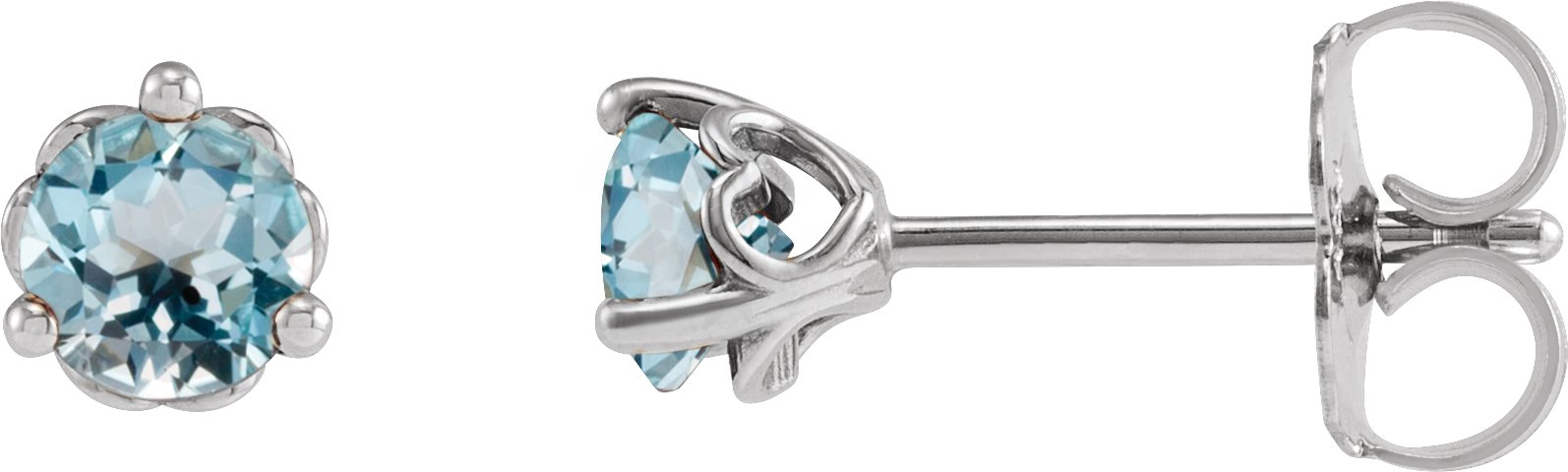 Sterling Silver 4 mm Natural Sky Blue Topaz Cocktail Style Earrings Ref 18200221