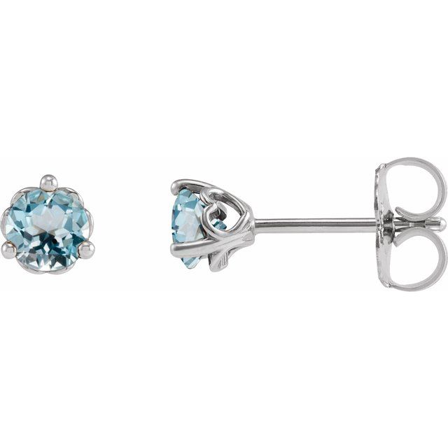 Platinum 4 mm Natural Sky Blue Topaz Cocktail-Style Earrings