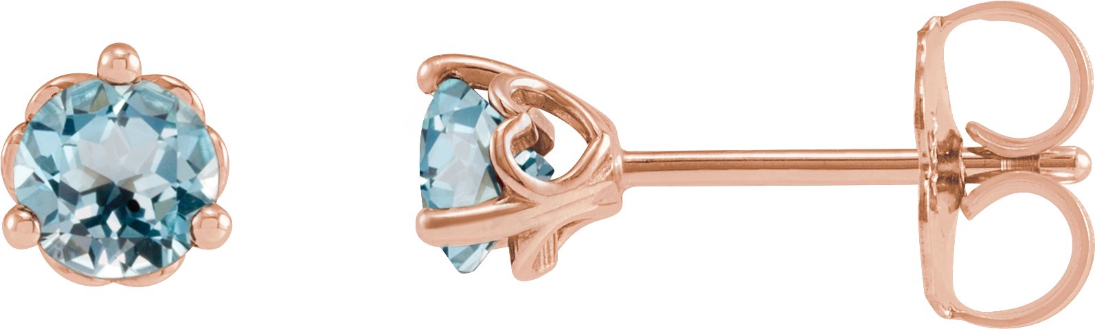 14K Rose 3 mm Natural Sky Blue Topaz Cocktail Style Earrings Ref 18200175