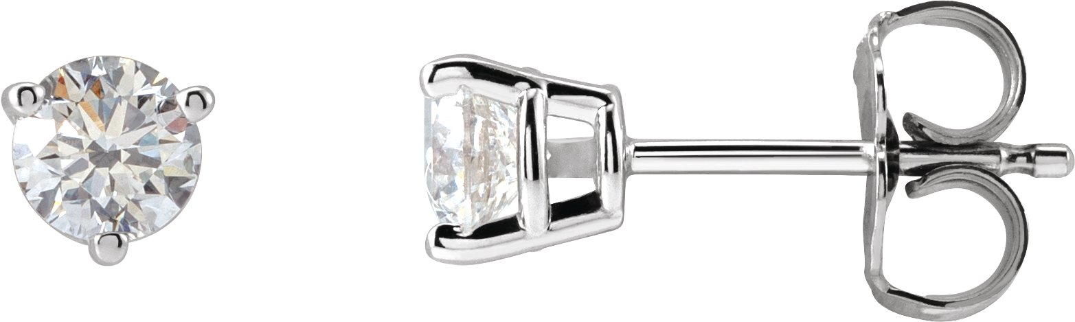 14K White 1/2 CTW Natural Diamond Friction Post Earrings