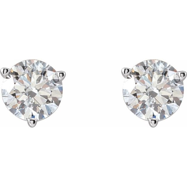 14K White 1 CTW Natural Diamond Friction Post Earrings