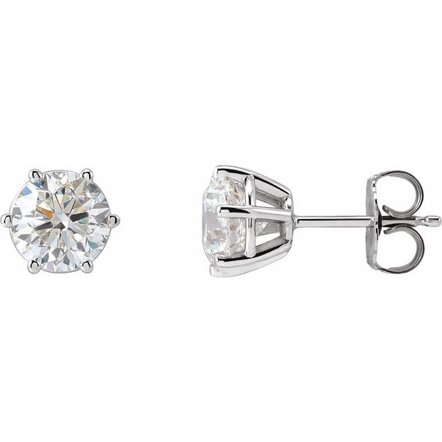 14K White 2 CTW Diamond 6-Prong Stud Earrings