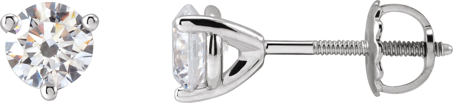 14K White 5.2 mm Imitation White Cubic Zirconia Stud Earrings