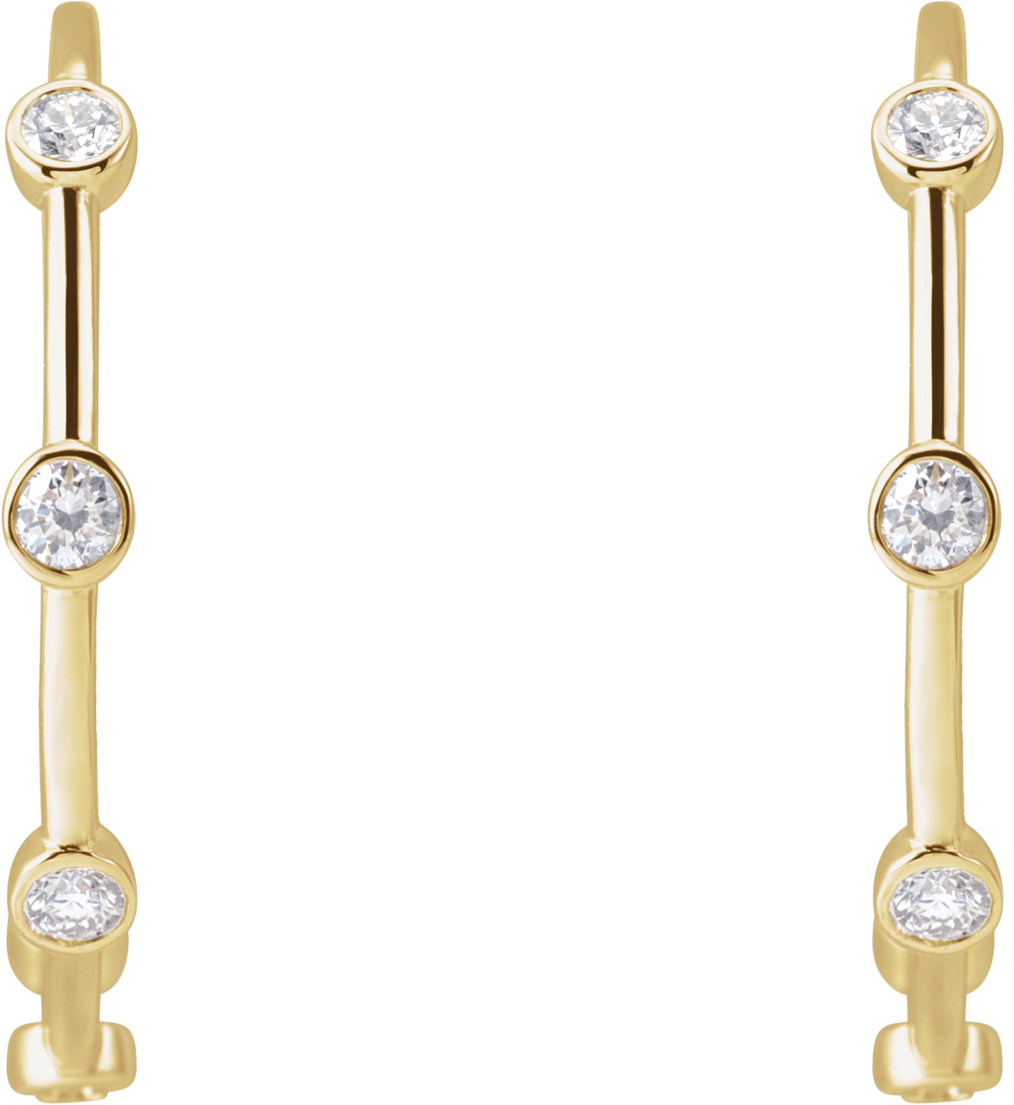 14K Yellow 5/8 CTW Diamond Bezel-Set Hoop Earrings