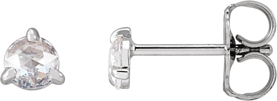 14K White 1/5 CTW Rose-Cut Natural Diamond Stud Earrings